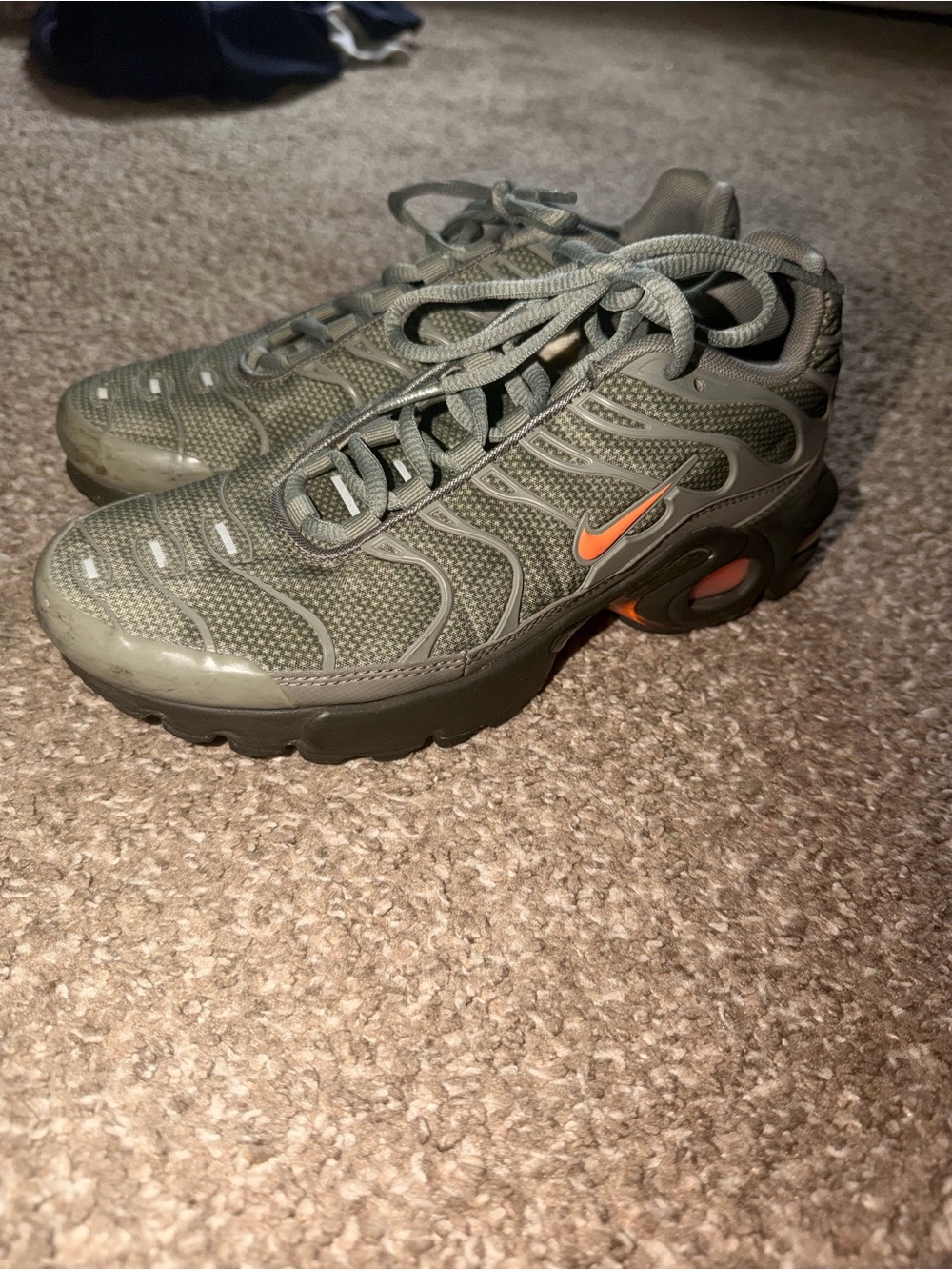 Nike Olive Green and Gray Running Sneakers
